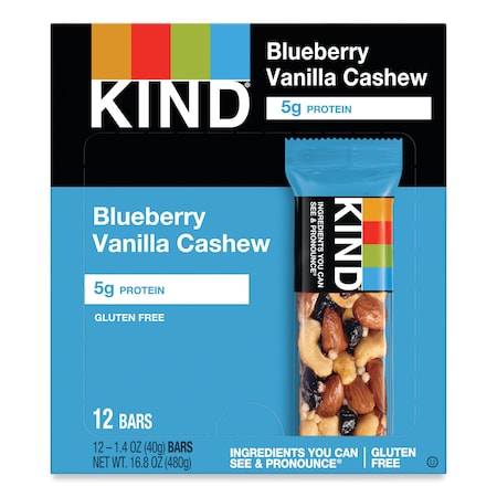 Kind Fruit and Nut Bars, Blueberry Vanilla and Cashew, 1.4 oz Bar, PK12 18039